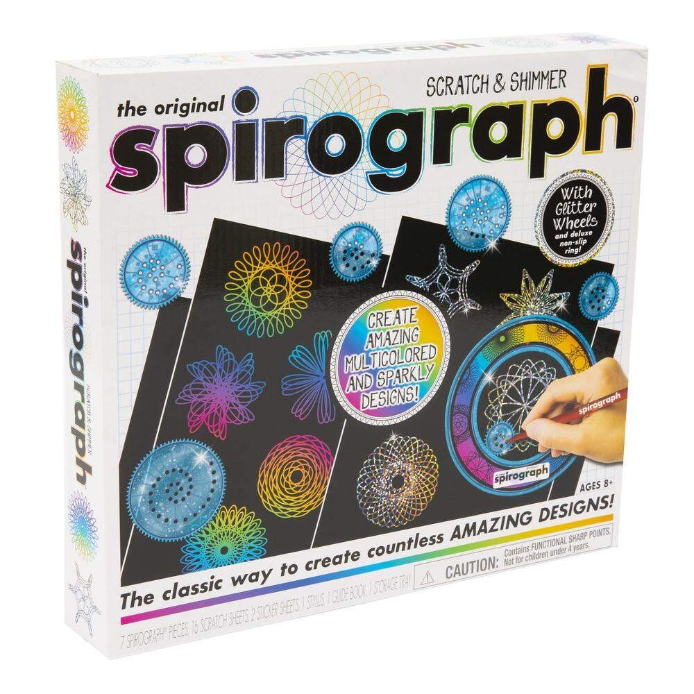 Grandi giochi - spirograph scratch and shimmer, set per creare disegni scintillanti e multicolore - 