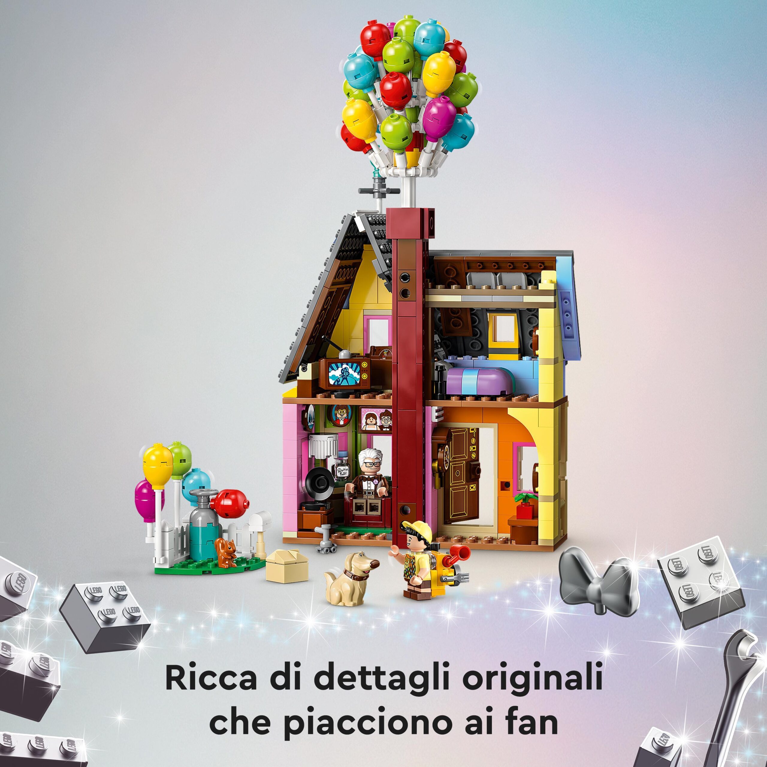 Lego disney e pixar 43217 casa di “up”, modellino con palloncini e figure di carl, russell e dug, set disney 100° anniversario - Lego
