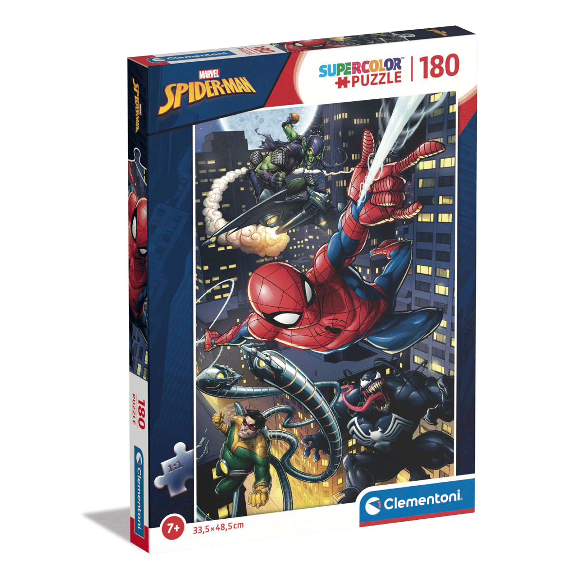 Clementoni supercolor puzzle - marvel spiderman - 180 pezzi, puzzle bambini 7 anni - CLEMENTONI