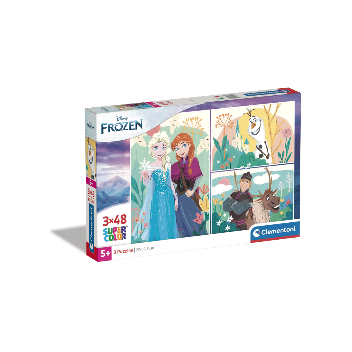 Clementoni supercolor puzzle - disney frozen - 3x48 pezzi, puzzle bambini 5 anni - CLEMENTONI, DISNEY PRINCESS