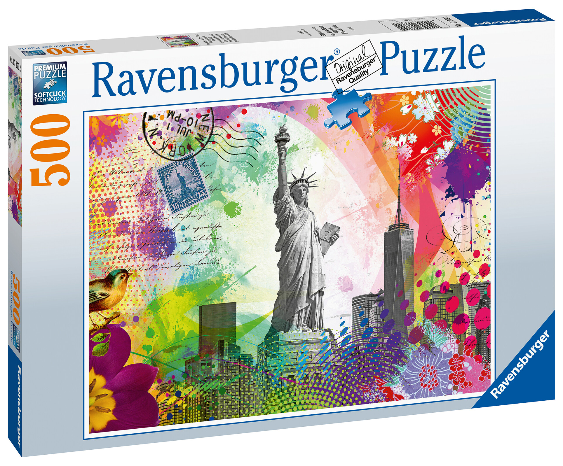 Ravensburger - puzzle cartolina di new york, 500 pezzi, puzzle adulti - RAVENSBURGER