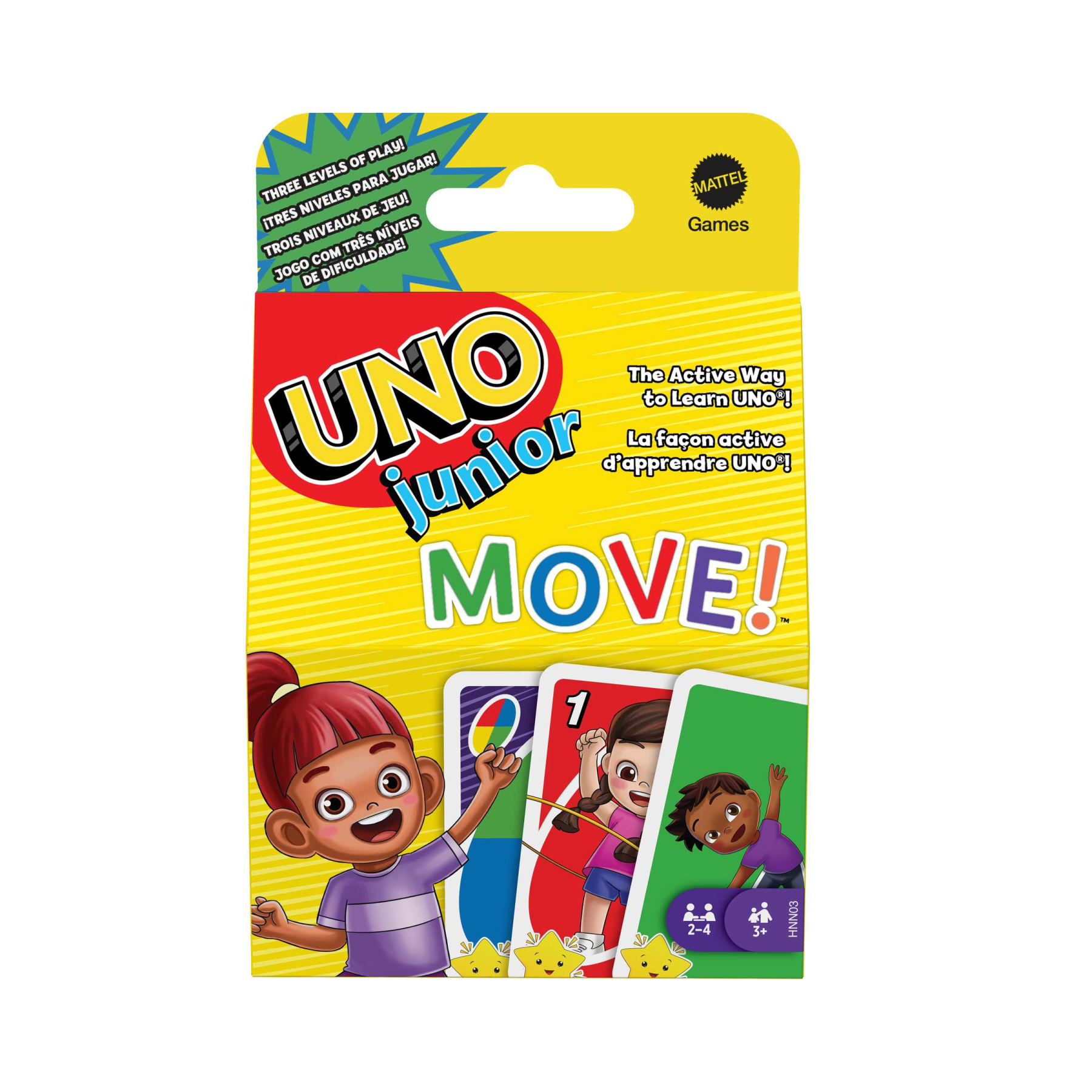 Mattel games - uno junior move!, gioco di carte per bambini per serate di gioco in famiglia, viaggi, campeggi e feste, giocattolo per bambini 3+ anni, hnn03 - MATTEL GAMES, UNO