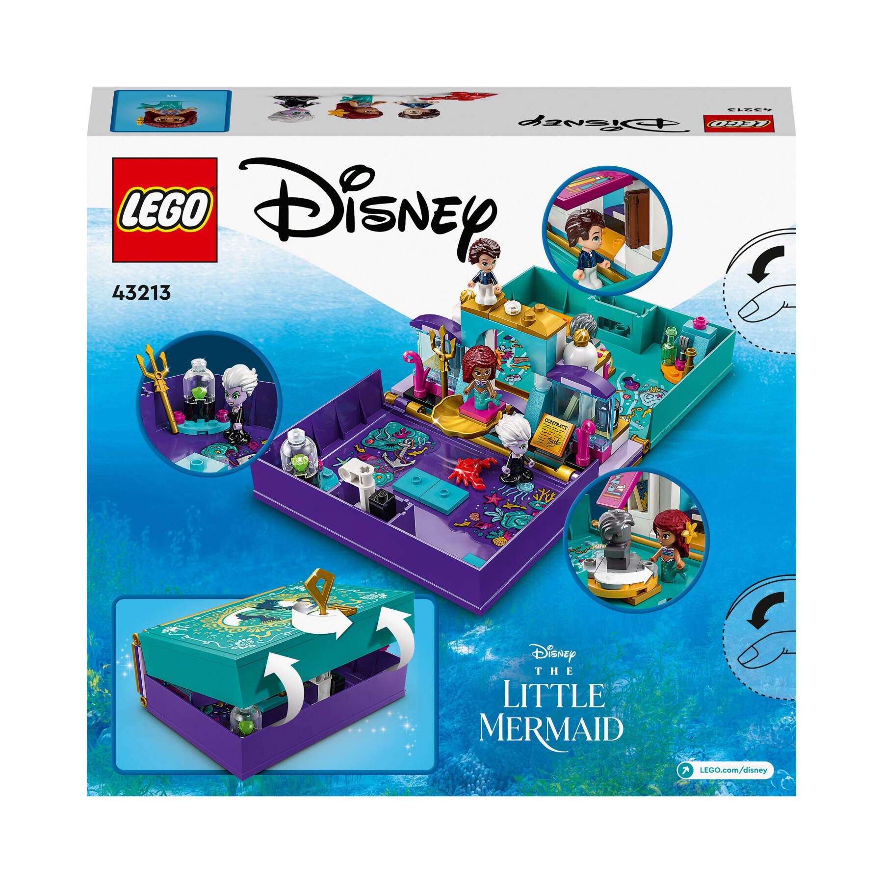 Lego disney princess 43213 libro delle fiabe della sirenetta con micro bamboline di ariel, principe eric e ursula, film 2023 - DISNEY PRINCESS, LEGO DISNEY PRINCESS, Lego