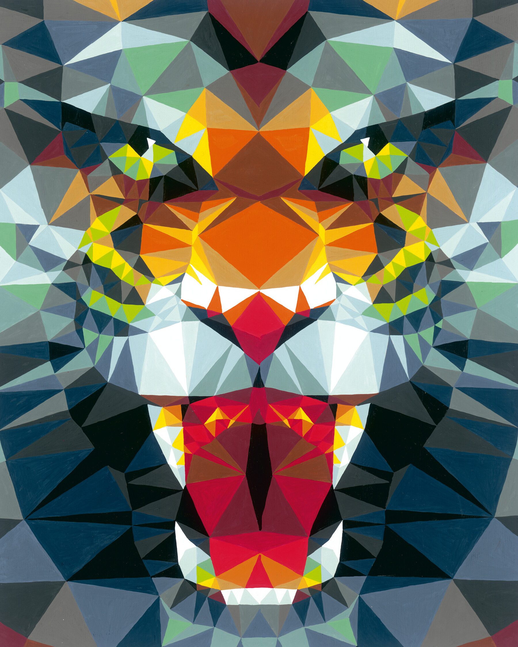 Ravensburger - creart tigre stile poligono, kit per dipingere con i numeri, contiene tavola prestampata 24x30 cm, pennello, colori e accessori, gioco creativo e relax per adulti 14+ anni - CREART