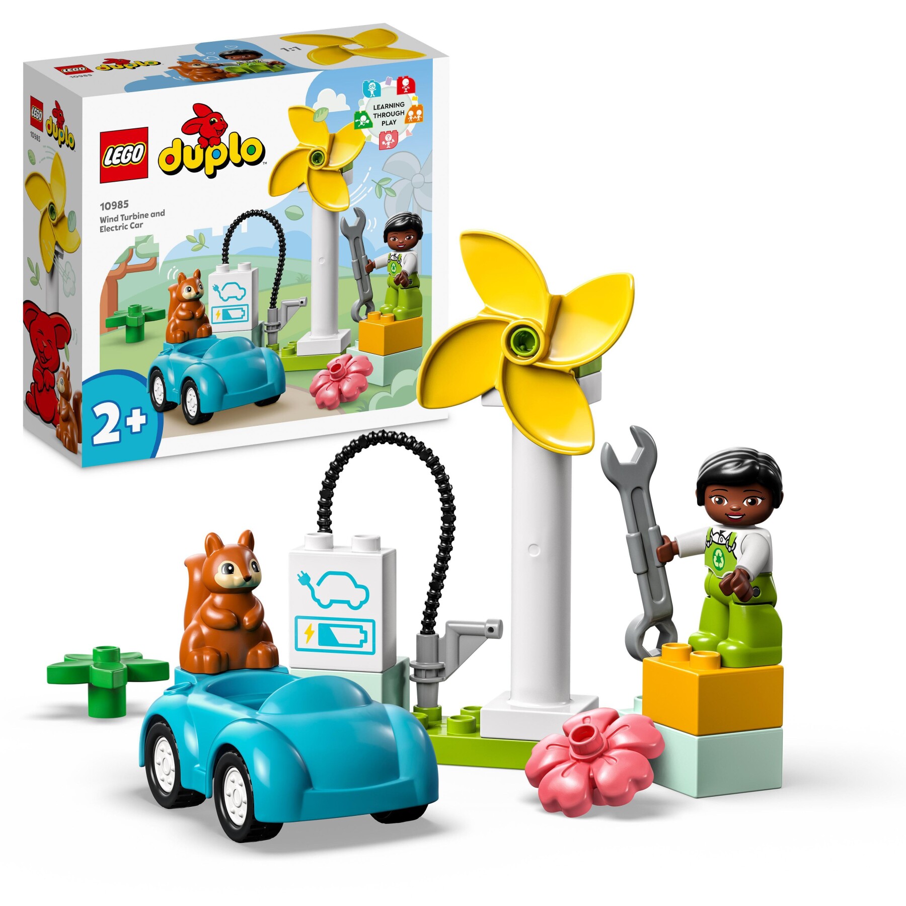 Lego duplo town 10985 turbina eolica e auto elettrica, macchina giocattolo, giochi educativi per bambini, set vita sostenibile - LEGO DUPLO