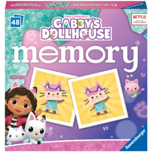 Ravensburger - mini memory® versione gabby's dollhouse, 48 tessere, gioco da tavolo, 3+ anni - RAVENSBURGER