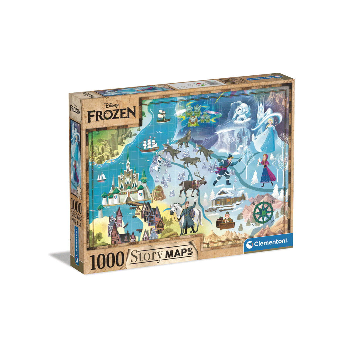 Clementoni puzzle disney maps frozen - 1000 pezzi, puzzle adulti - CLEMENTONI, DISNEY PRINCESS