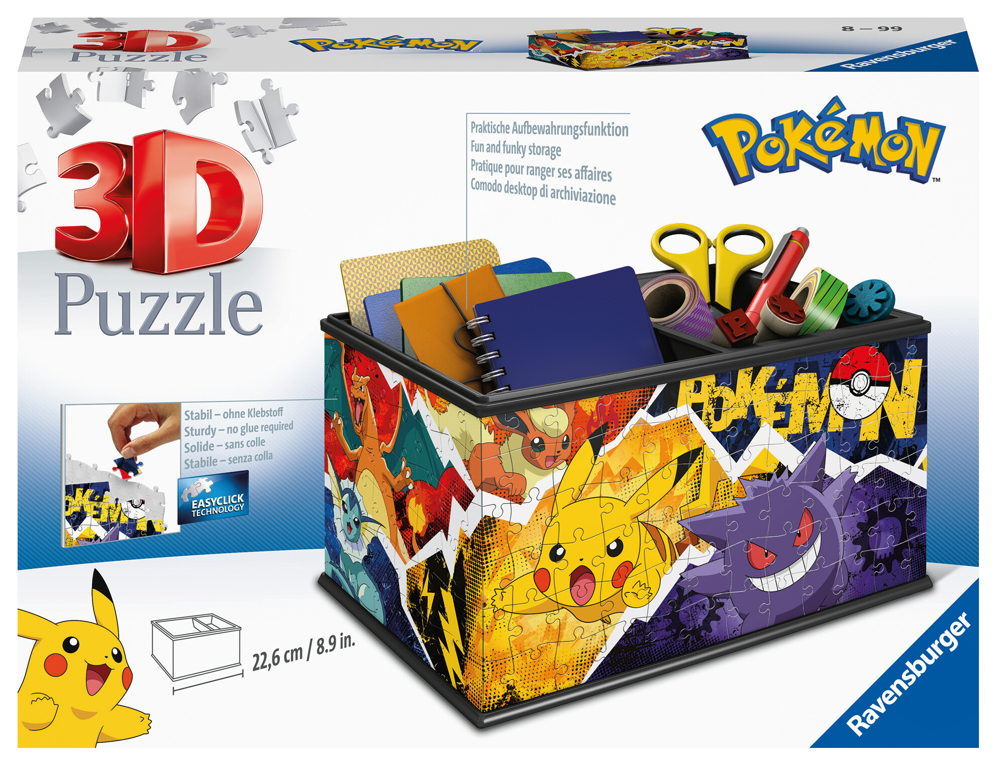 Ravensburger - 3d puzzle storage box pokémon, 216 pezzi, 8+ anni - POKEMON, RAVENSBURGER 3D PUZZLE
