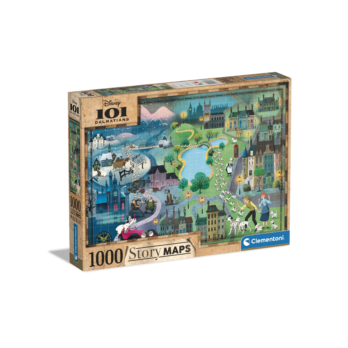 Clementoni puzzle - disney maps 101 dalmatians - 1000 pezzi, puzzle adulti - CLEMENTONI