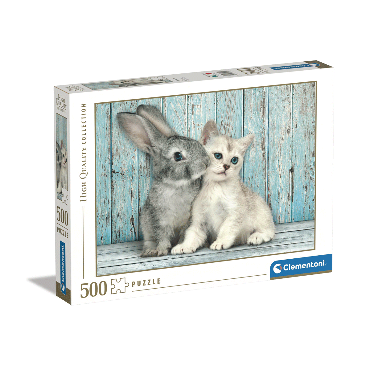 Clementoni puzzle high quality collection - cat & bunny - 500 pezzi, puzzle adulti - CLEMENTONI
