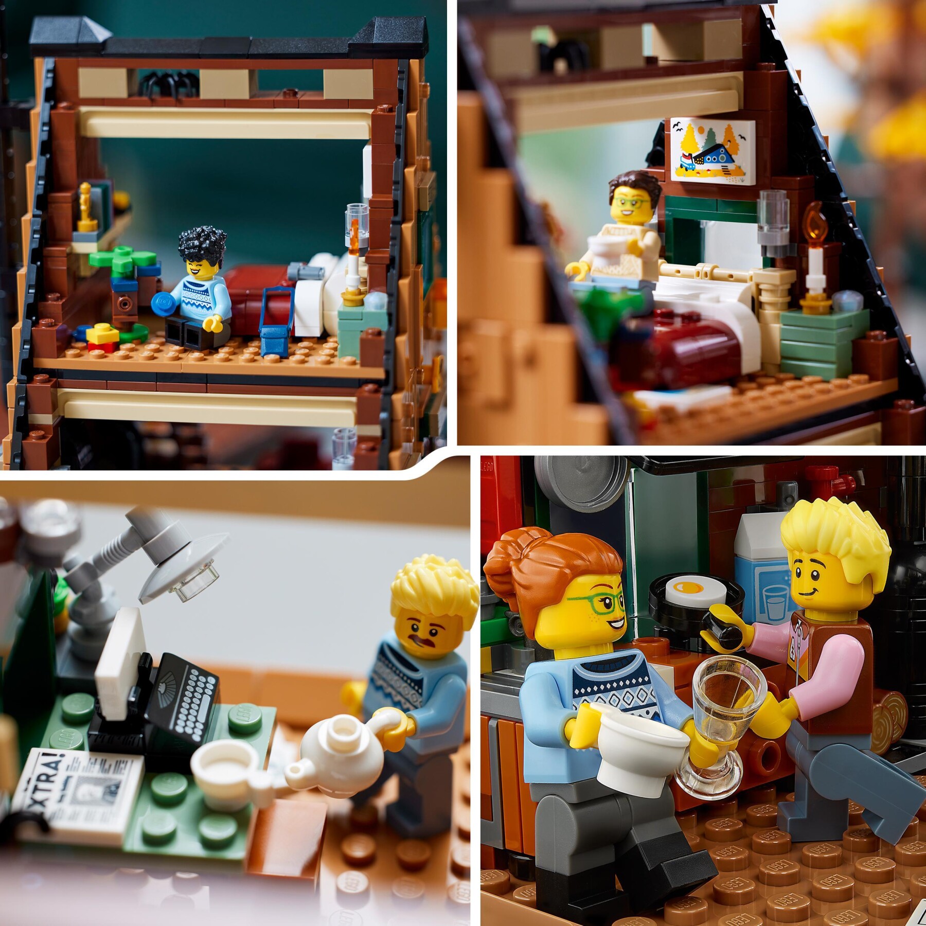 Lego ideas 21338 baita, kit modellino casa da costruire per adulti con 4 minifigure personalizzabili e di animali selvatici - LEGO IDEAS