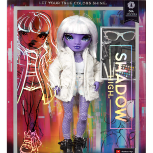 Rainbow high shadow high serie 2 - dia mante - bambola viola con vestito alla moda e oltre 10 accessori di gioco colorati - Rainbow High