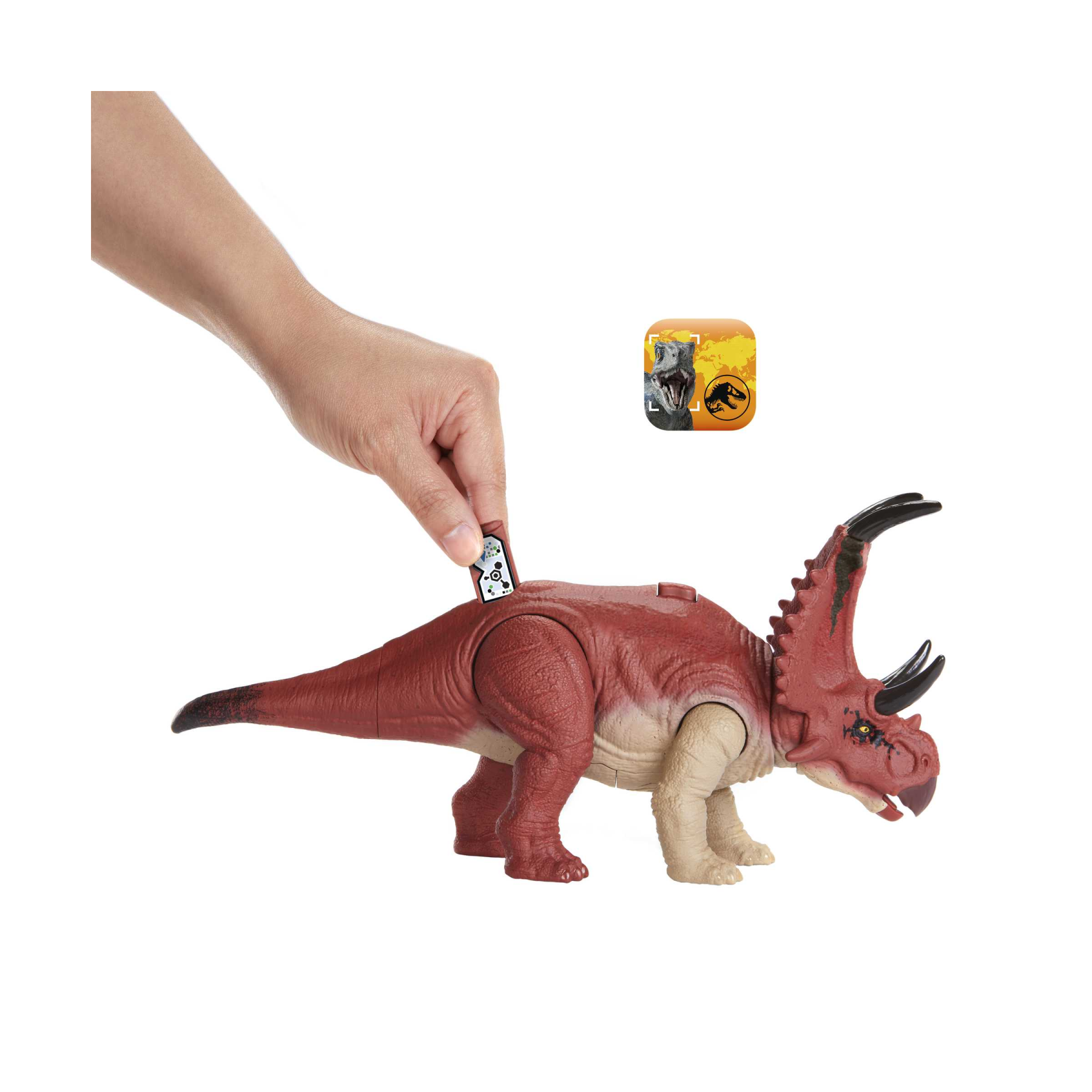 Jurassic world - ruggito selvaggio, diabloceratopo, dinosauro con suoni e mossa d'attacco, dimensioni medie, snodato e con gioco digitale​​, giocattolo per bambini, 4+ anni, hlp16 - Jurassic World