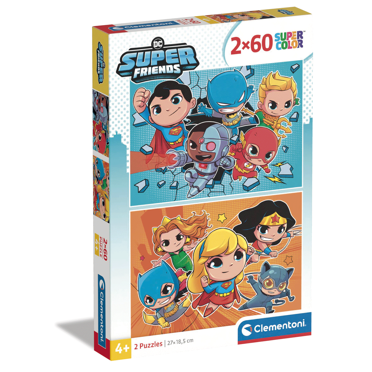 Clementoni supercolor puzzle - dc comics superfriends - 2x60 pezzi, puzzle bambini 5 anni - CLEMENTONI