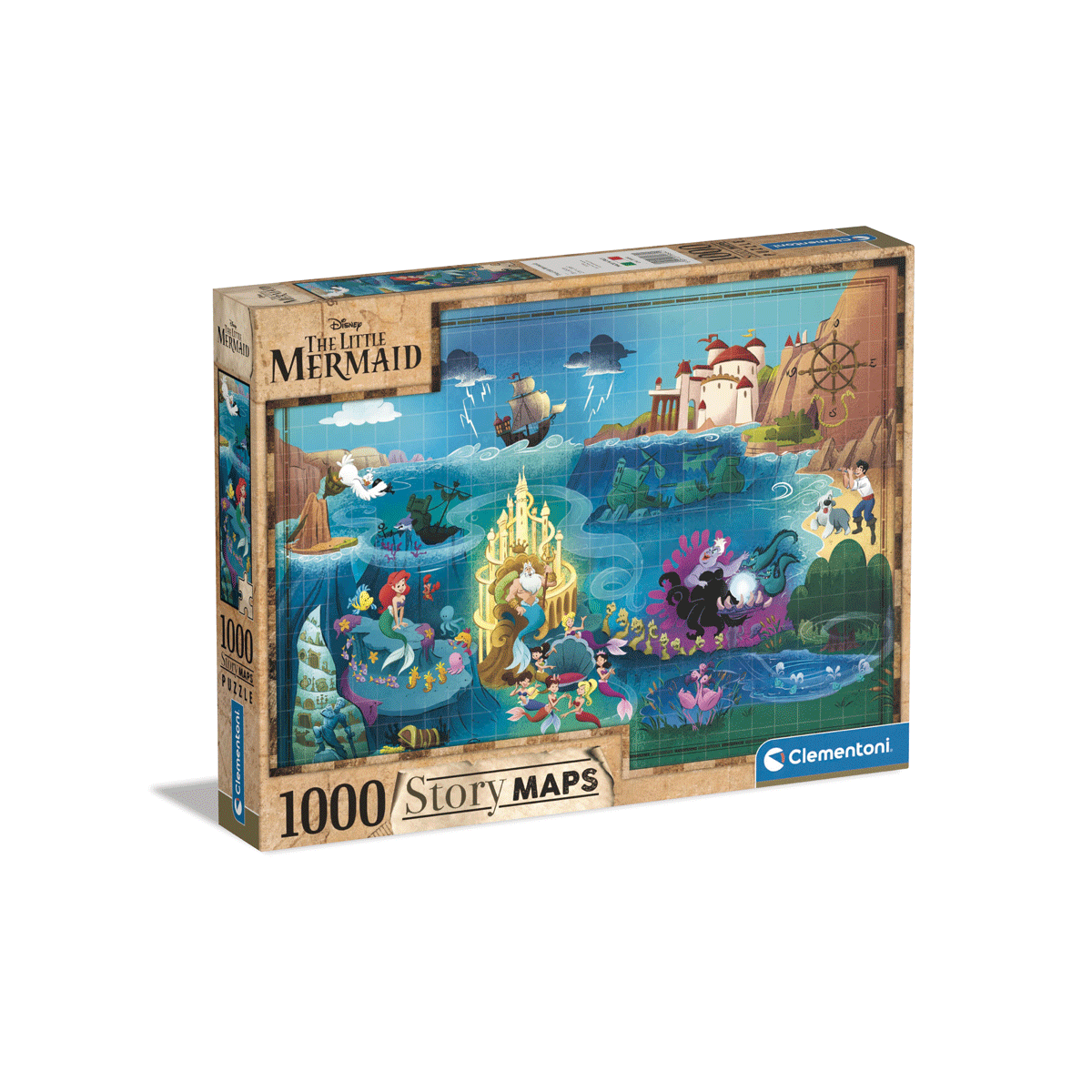 Clementoni puzzle disney maps little mermaid - 1000 pezzi, puzzle adulti - CLEMENTONI