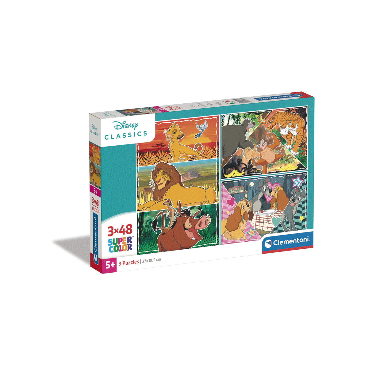 Clementoni supercolor puzzle - disney classics - 3x48 pezzi, puzzle bambini 5 anni - CLEMENTONI