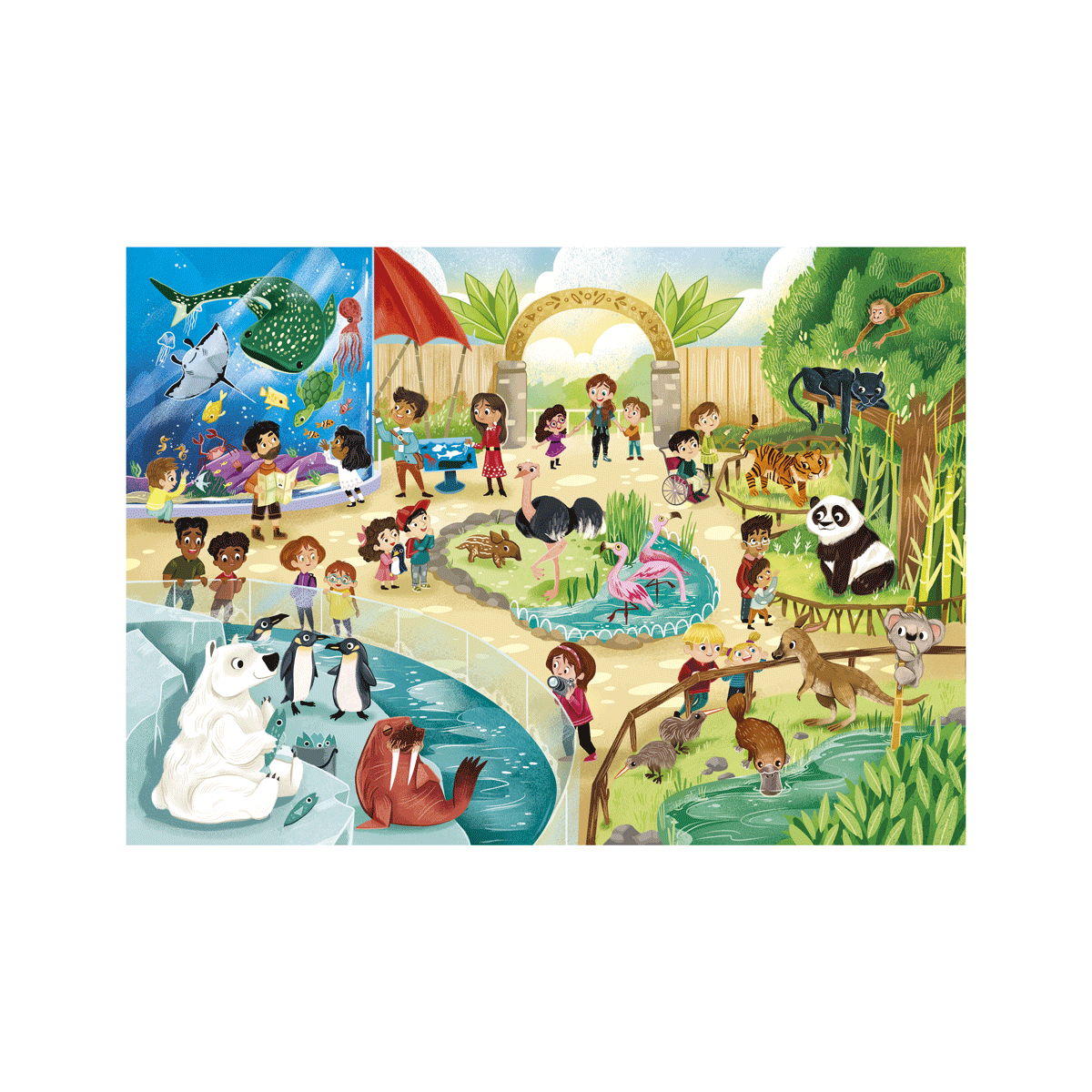 Clementoni supercolor puzzle - zoo - 2x60 pezzi, puzzle bambini 5 anni - CLEMENTONI