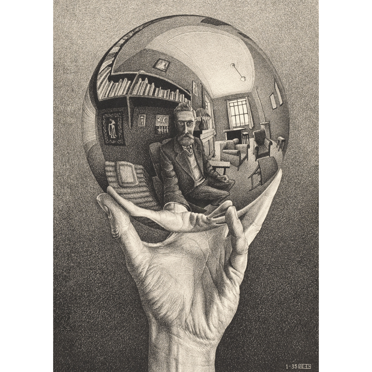 Clementoni puzzle novo art series - m. c. escher, "hand with reflecting sphere" - 1000 pezzi, puzzle adulti - CLEMENTONI