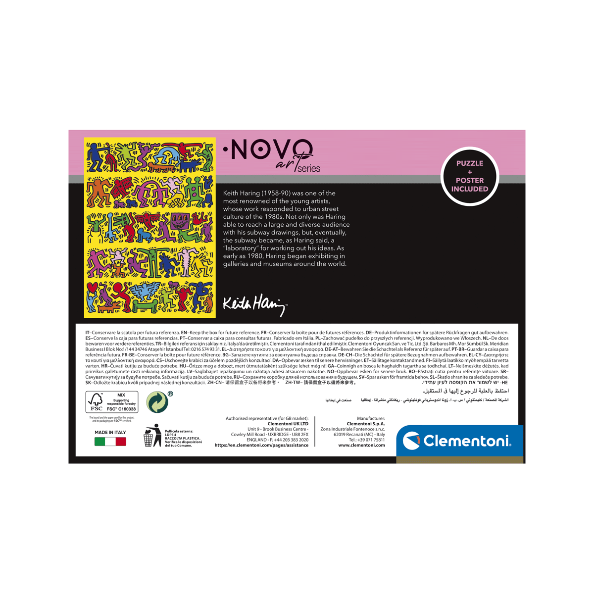 Clementoni puzzle novo art series - keith haring - 1000 pezzi, puzzle adulti - CLEMENTONI