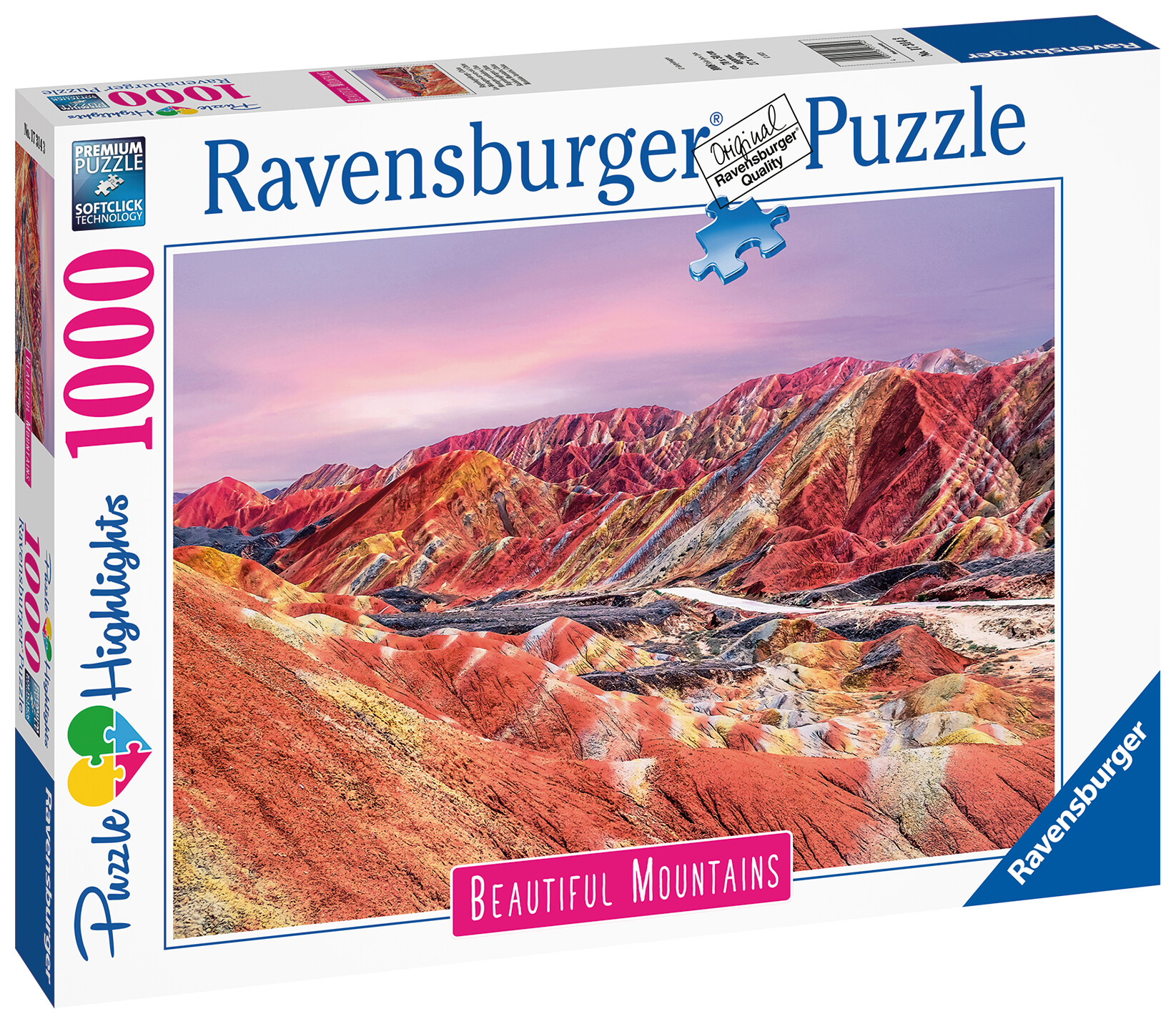 Ravensburger - puzzle montagne arcobaleno, cina, collezione beautiful mountains, 1000 pezzi, puzzle adulti - RAVENSBURGER