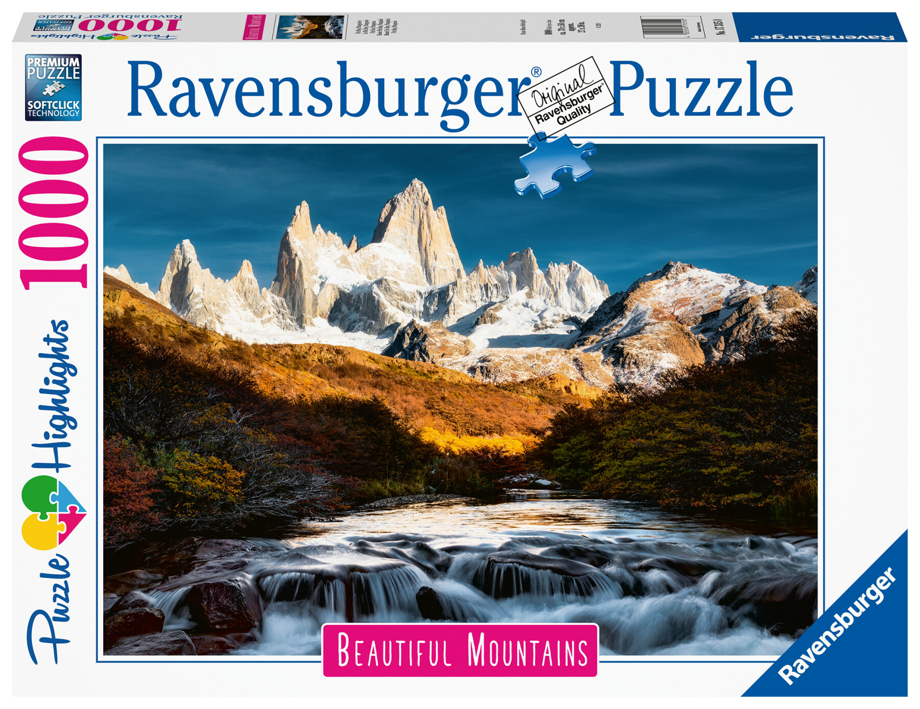Ravensburger - puzzle fitz roy, patagonia, collezione beautiful mountains, 1000 pezzi, puzzle adulti - RAVENSBURGER