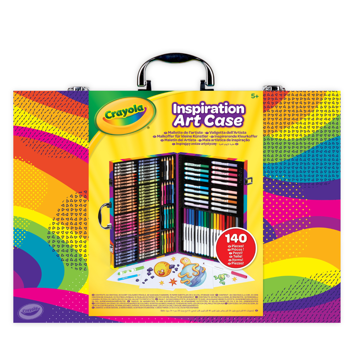 Crayola valigetta colori arcobaleno - kit creativo con 140 pezzi