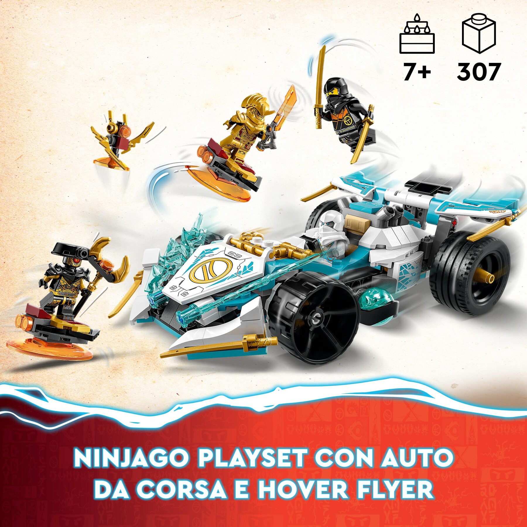 Lego ninjago 71791 auto da corsa spinjitzu dragon power di zane, macchina giocattolo con funzione di rotazione per bambini 7+ - LEGO NINJAGO