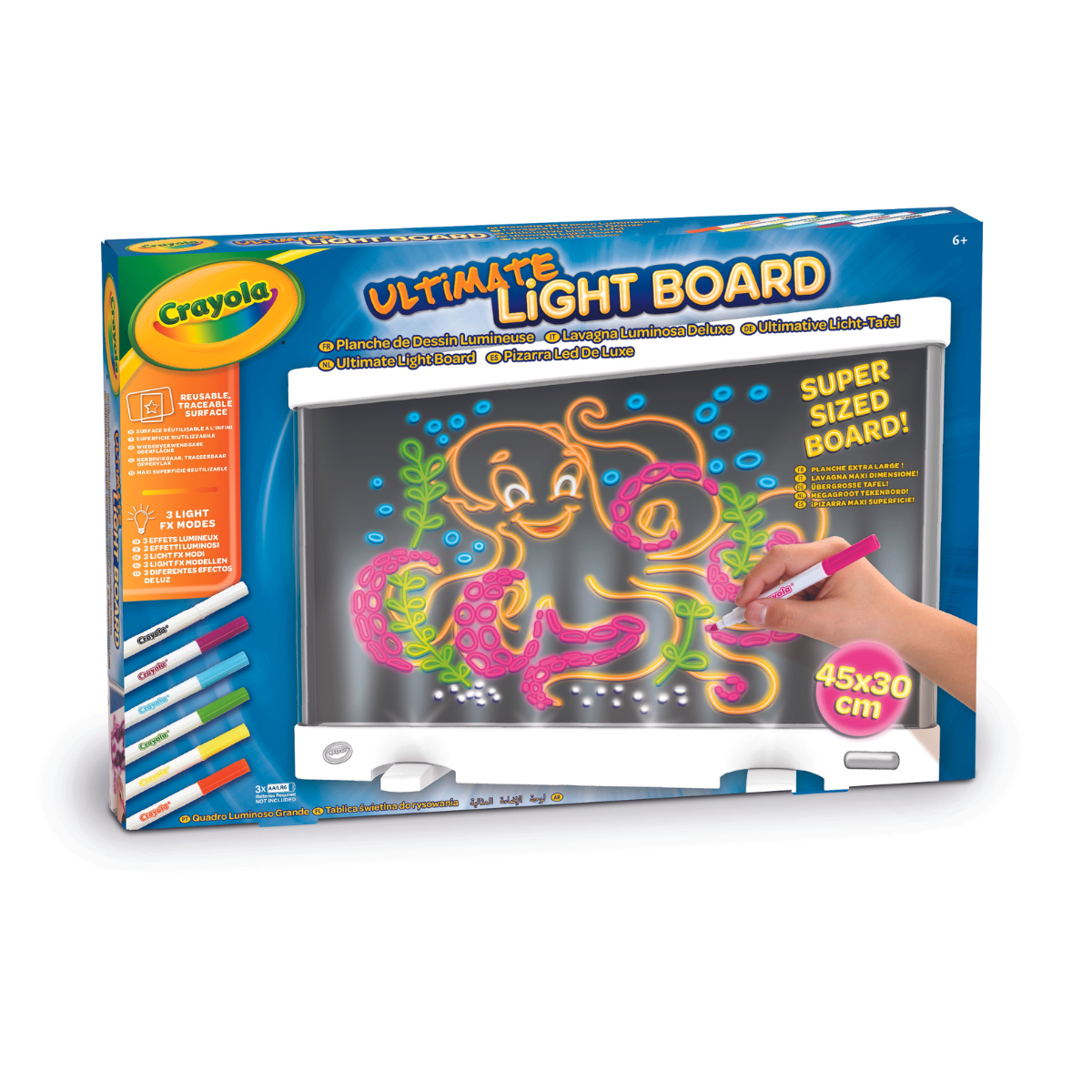 Crayola lavagna luminosa deluxe maxi superficie, super lavagna cancellabile per colorare, età consigliata: 6-10 anni - CRAYOLA