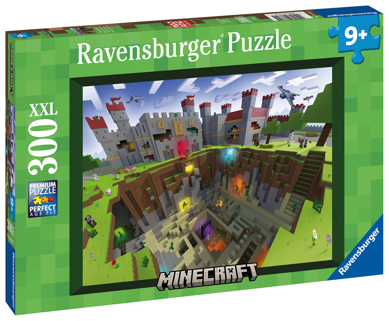 Ravensburger - puzzle minecraft, 300 pezzi xxl, età raccomandata 9+ anni - RAVENSBURGER