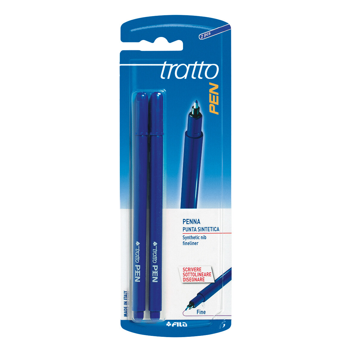 Tratto pen - penna punta sintetica confezione 2 pz - colore blu