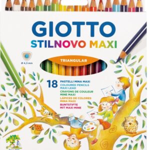Giotto stilnovo maxi - pastelli colorati triangolari - astuccio 18 pz - GIOTTO