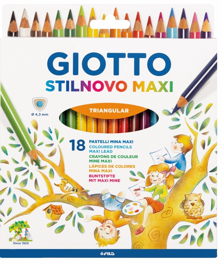 Giotto stilnovo maxi - pastelli colorati triangolari - astuccio 18 pz - GIOTTO