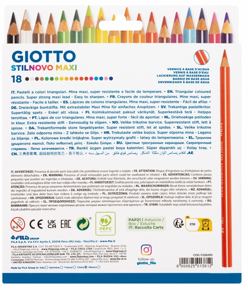 Pastelli Giotto Stilnovo Confezione 18 pezzi - Giotto - Cartoleria e scuola