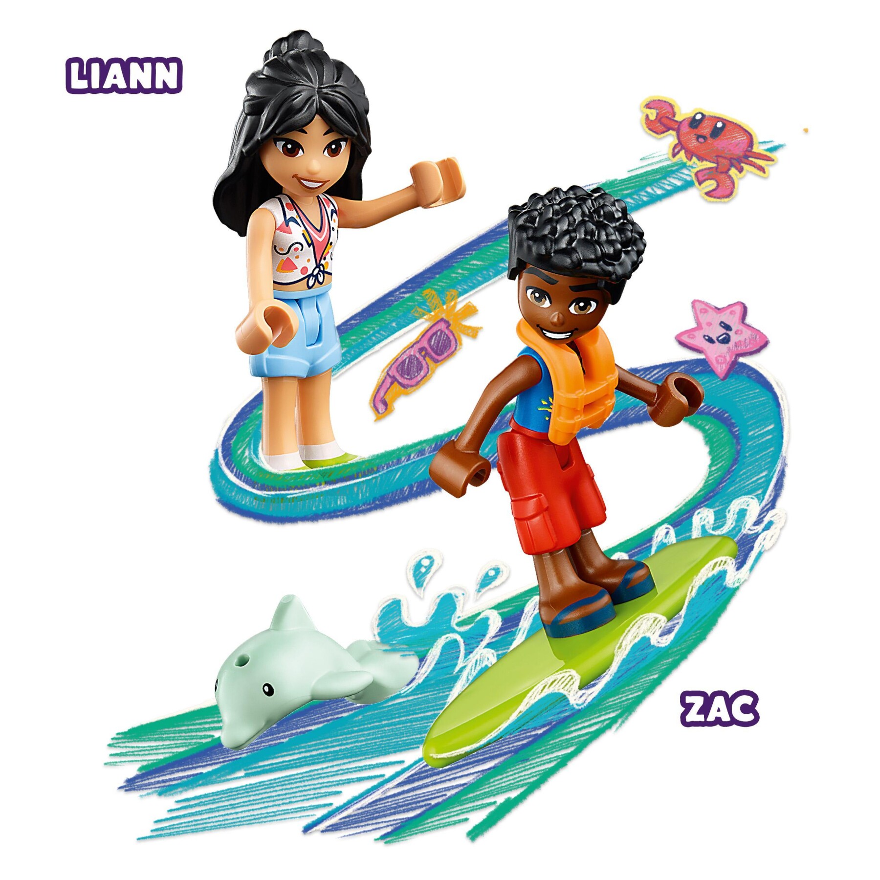 Lego friends 41725 divertimento sul beach buggy con macchina giocattolo, surf, mini bamboline, delfino e cane, giochi estivi - LEGO FRIENDS