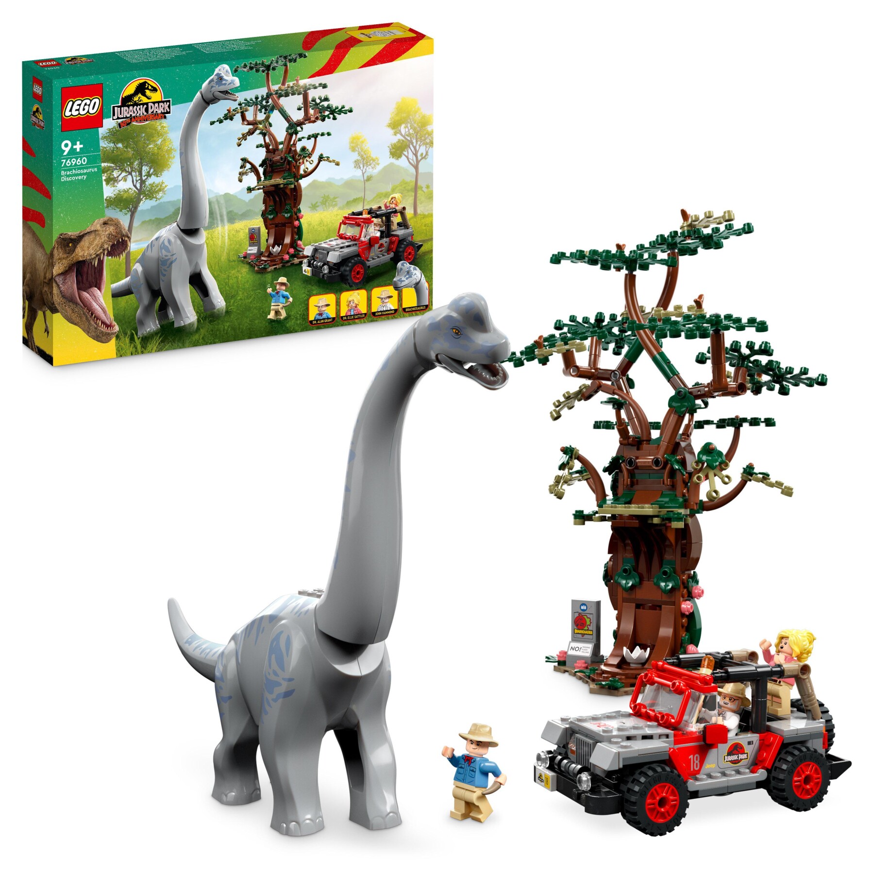 Lego jurassic park 76960 la scoperta del brachiosauro, set con grande dinosauro giocattolo e jeep wrangler da costruire - Jurassic World, LEGO JURASSIC PARK/W