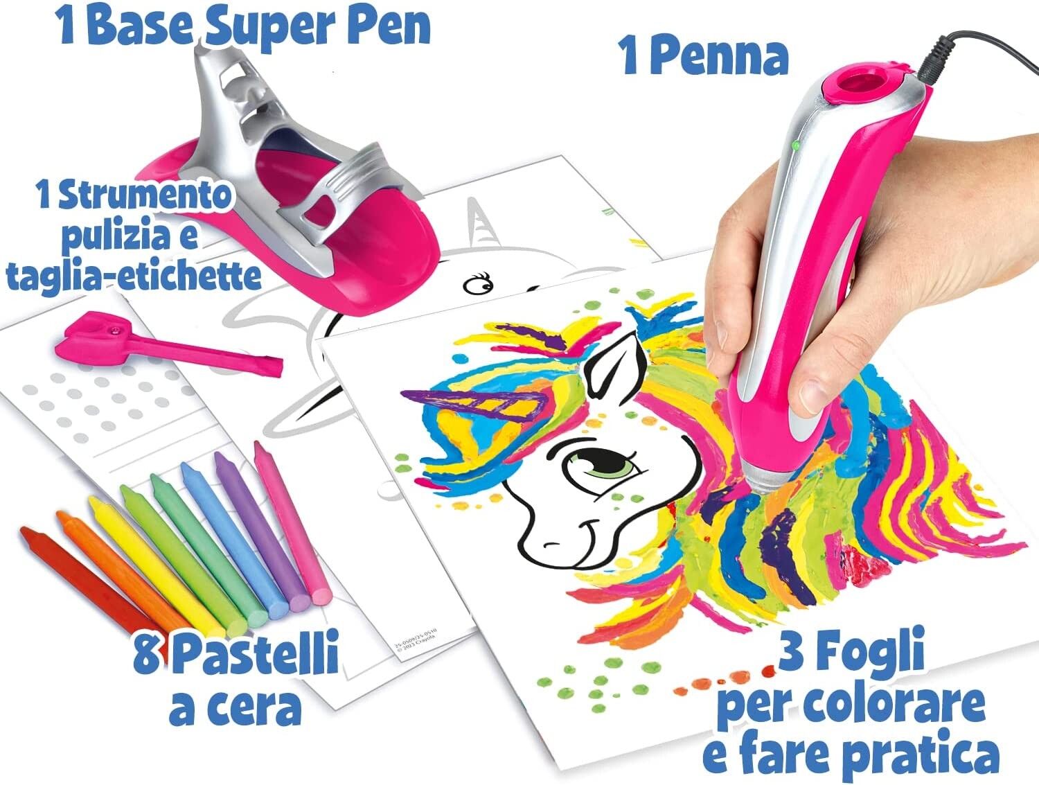 Crayola - super pen unicorno neon, gioco per sciogliere i pastelli