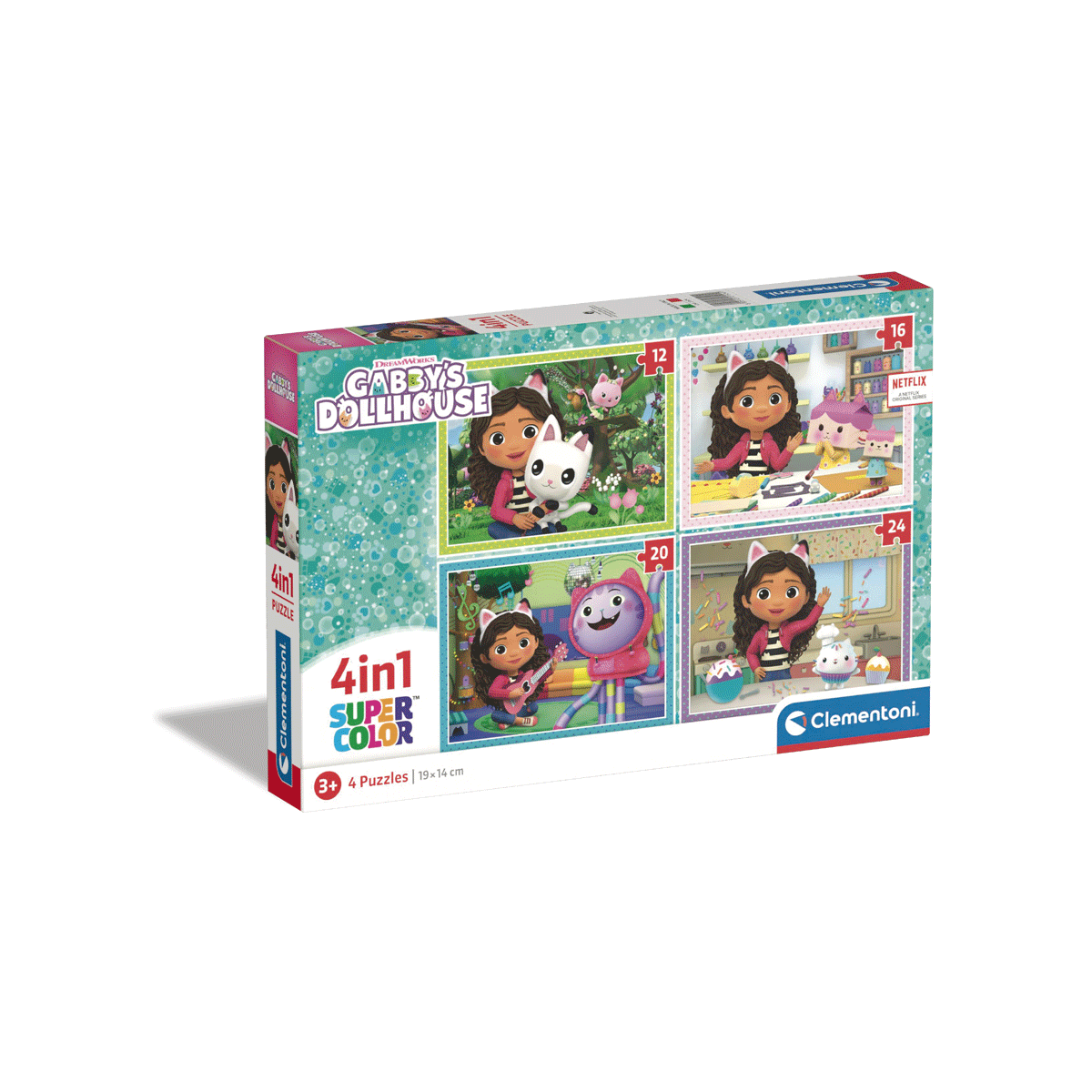 Clementoni supercolor puzzle gabby's dollhouse - 1x12 + 1x16 + 1x20 + 1x24 pezzi, puzzle bambini 3 anni - CLEMENTONI, GABBY'S DOLLHOUSE