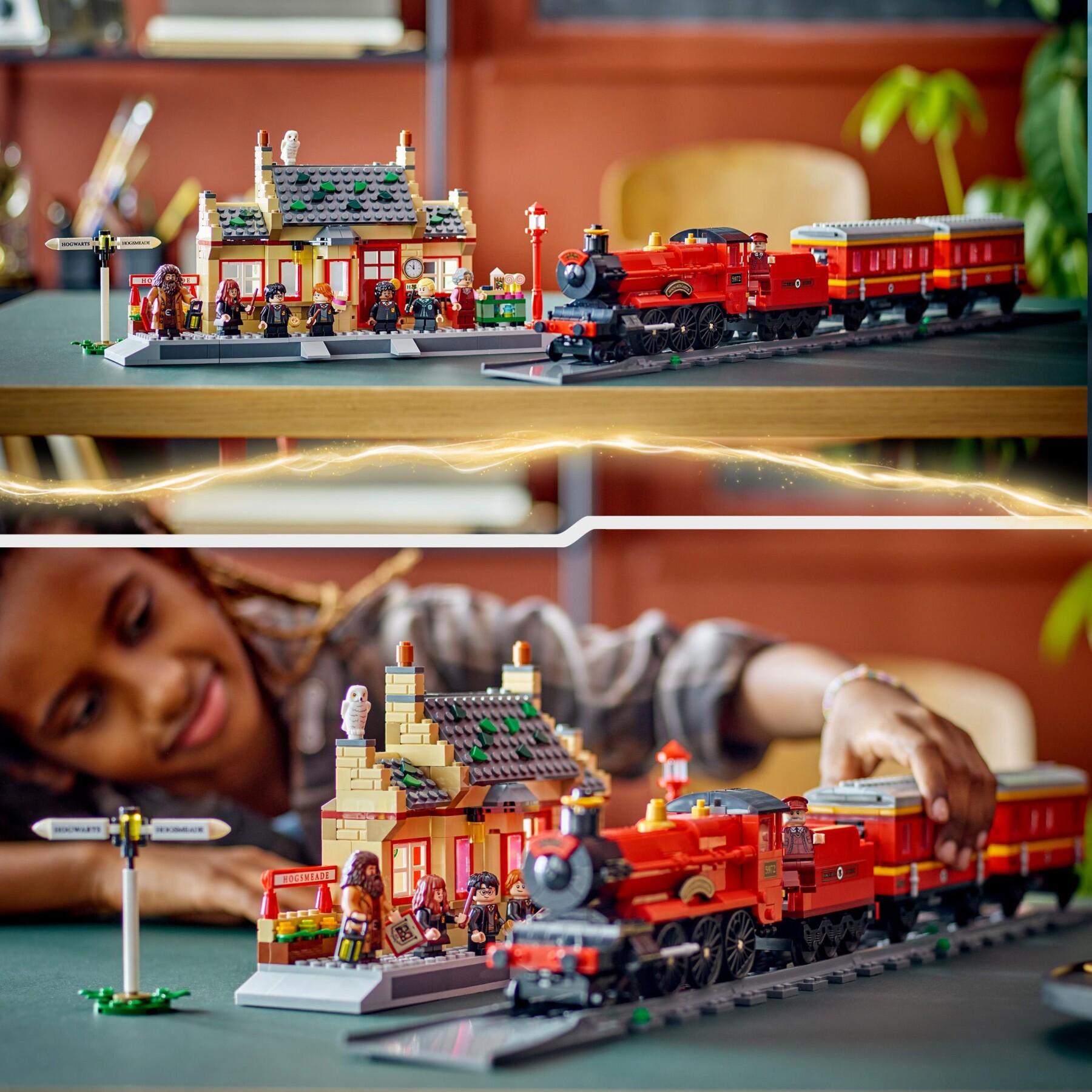 Lego harry potter 76423 espresso per hogwarts e stazione di hogsmeade con treno giocattolo, binari, biglietteria, 8 minifigure - Harry Potter, LEGO® Harry Potter™