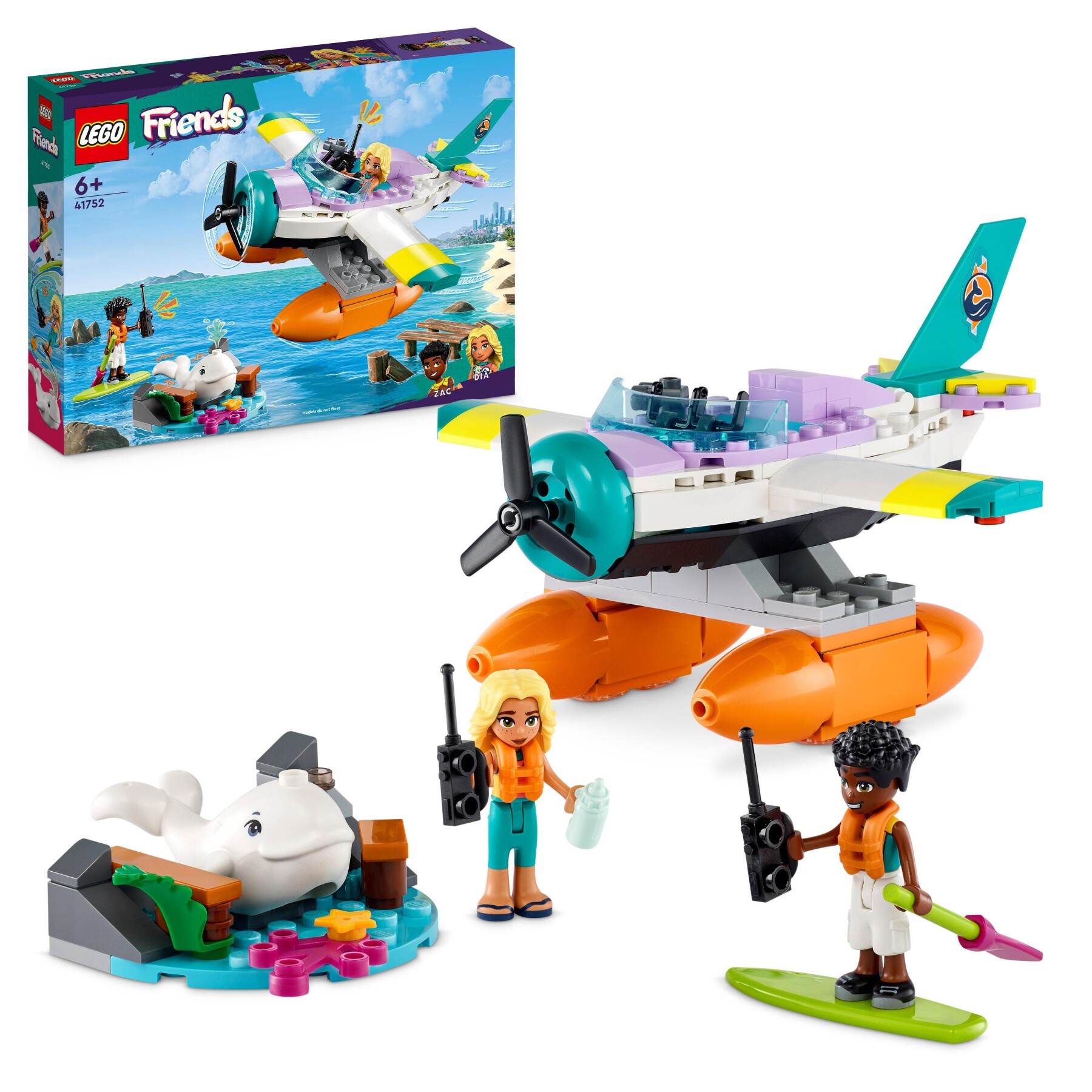 Lego friends 41752 idrovolante di salvataggio, aereo giocattolo