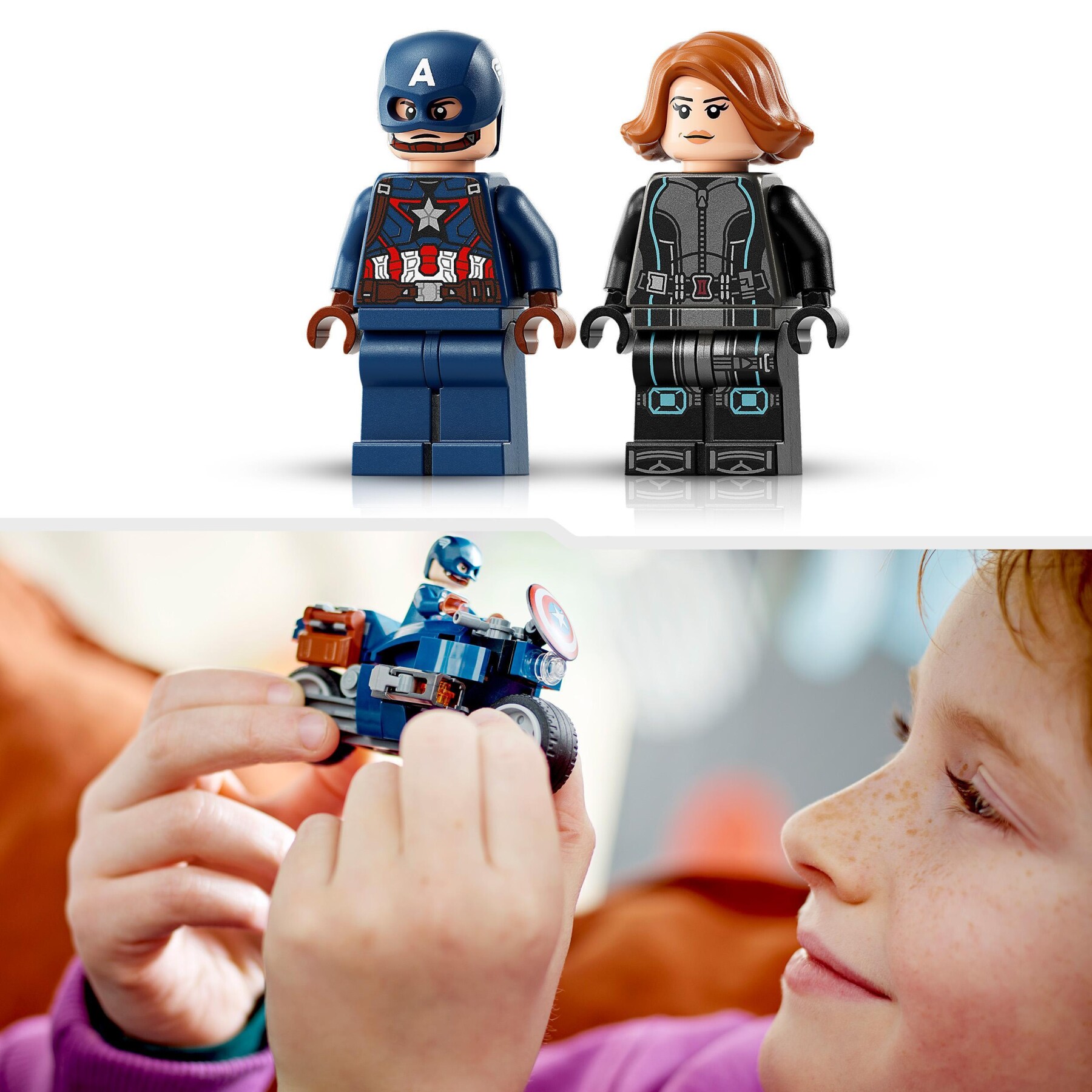 Lego marvel 76260 motociclette di black widow e captain america, set avengers age of ultron con 2 supereroi e moto giocattolo - LEGO SUPER HEROES, Avengers