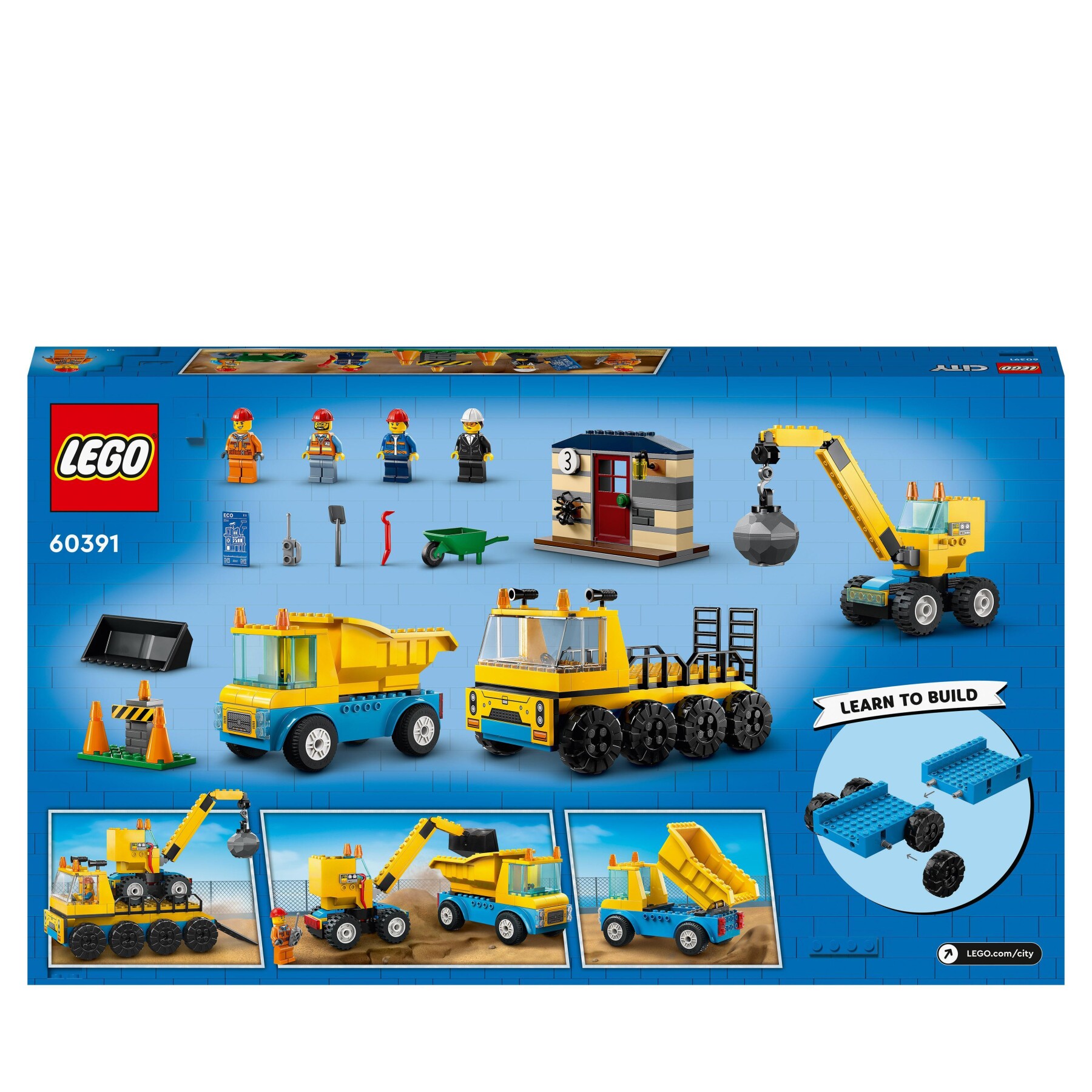 Lego city 60391 camion da cantiere e gru con palla da demolizione, set con veicoli giocattolo, giochi educativi per bambini 4+ - LEGO CITY