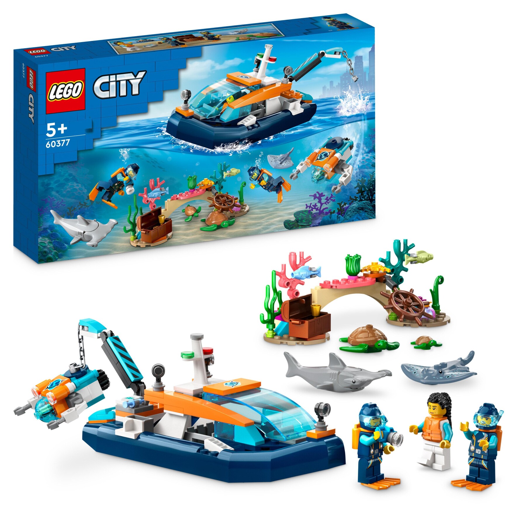 Lego city 60377 batiscafo artico, barca giocattolo con mini-sottomarino e  animali marini: squalo, granchio, tartaruga e manta - Toys Center