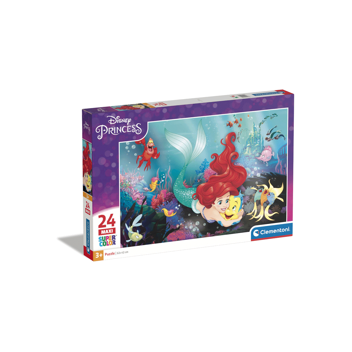 Clementoni supercolor puzzle disney princess the little mermaid - 24 maxi pezzi, puzzle bambini 3 anni - CLEMENTONI, DISNEY PRINCESS