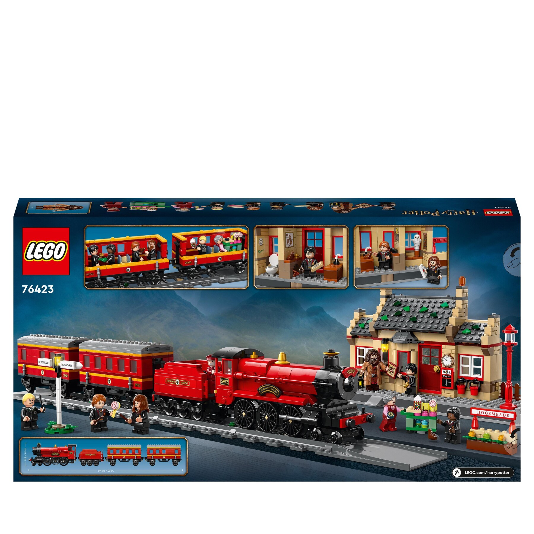 Lego harry potter 76423 espresso per hogwarts e stazione di hogsmeade con treno giocattolo, binari, biglietteria, 8 minifigure - Harry Potter, LEGO® Harry Potter™