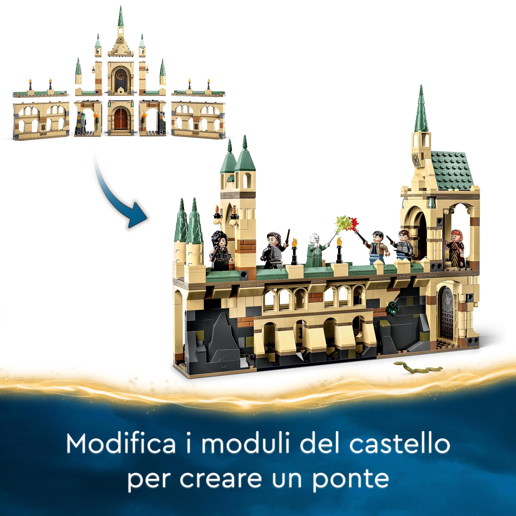 Lego harry potter 76415 la battaglia di hogwarts, castello giocattolo con minifigure di bellatrix lestrange e voldemort - Harry Potter, LEGO® Harry Potter™