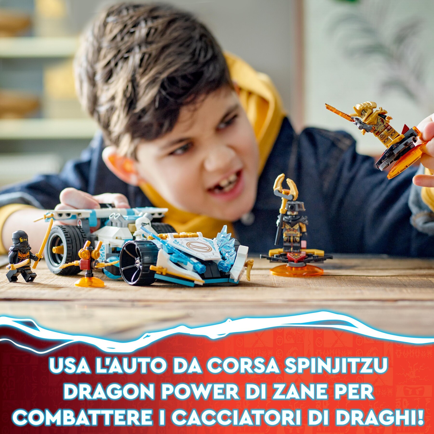 Lego ninjago 71791 auto da corsa spinjitzu dragon power di zane, macchina giocattolo con funzione di rotazione per bambini 7+ - LEGO NINJAGO