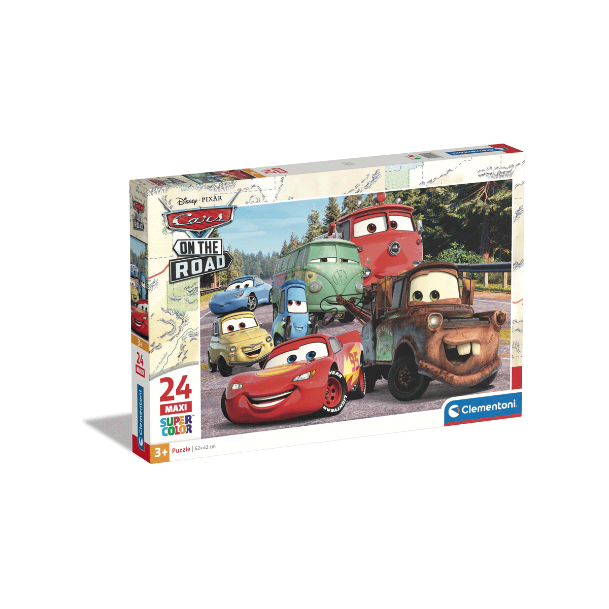 Clementoni supercolor puzzle disney cars on the road - 24 maxi pezzi, puzzle bambini 3 anni - CLEMENTONI, Cars