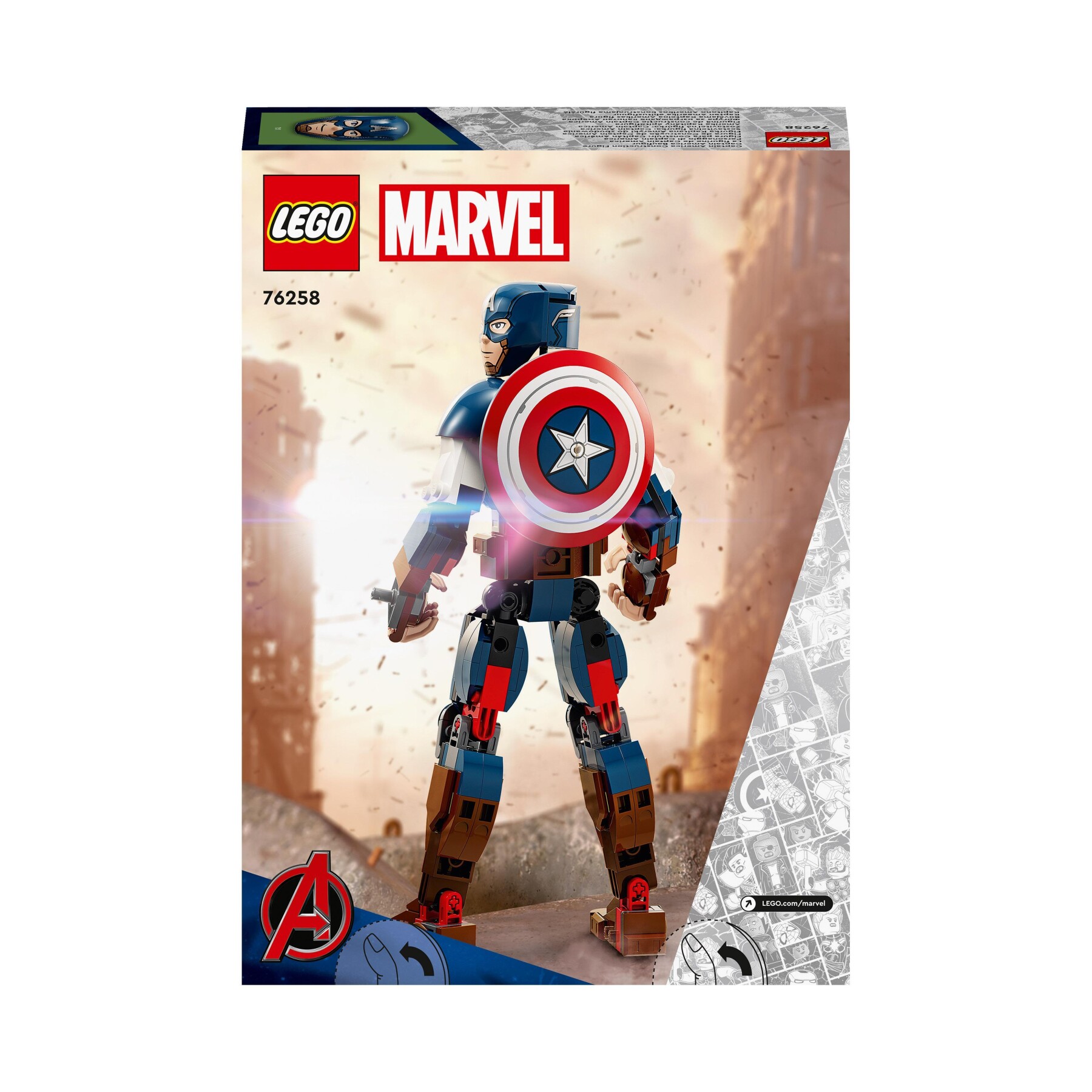Lego marvel 76258 personaggio di captain america, gioco da costruire per bambini con scudo, collezione supereroi avengers - LEGO SUPER HEROES, Avengers