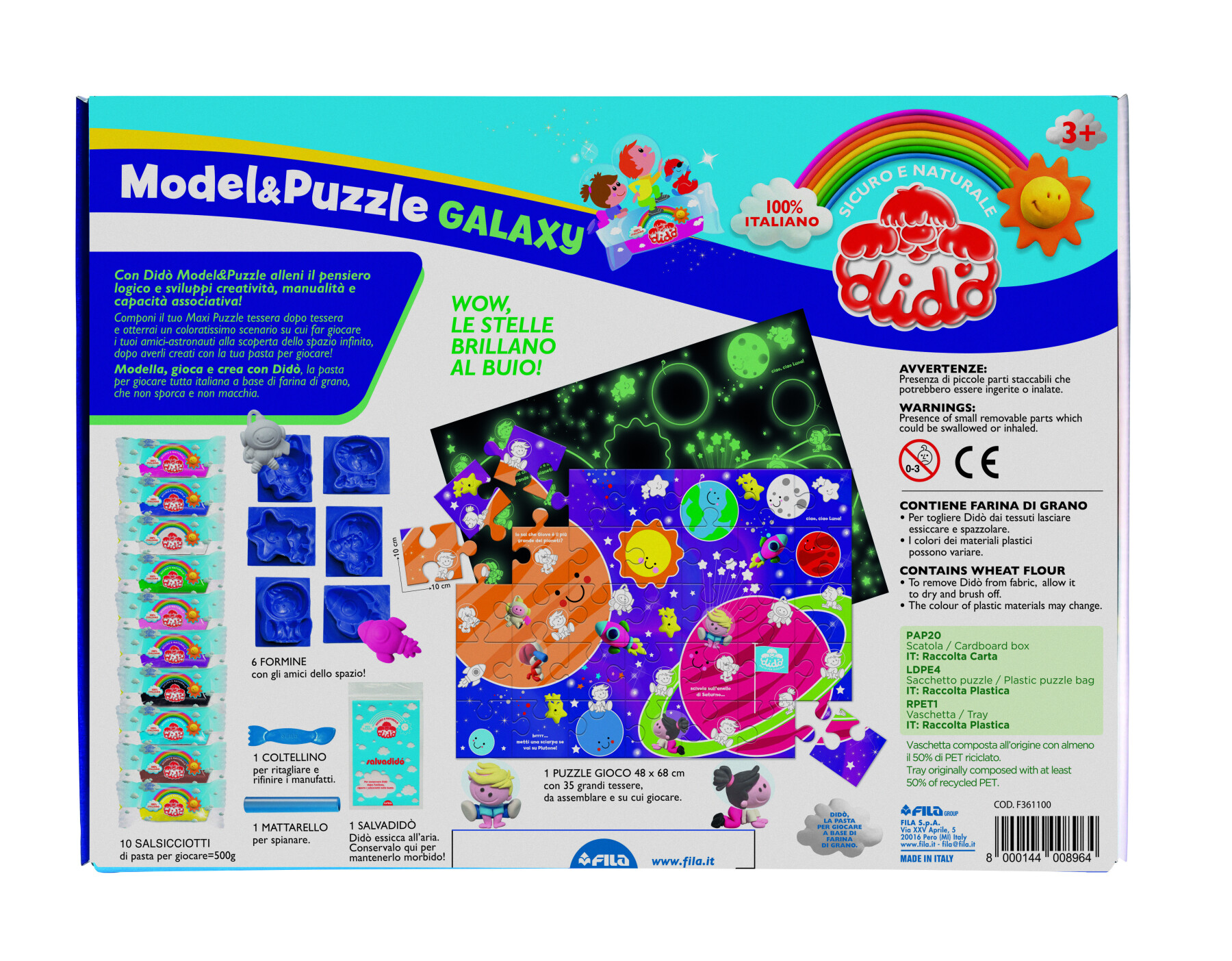 Dido' model & puzzle galaxy - maxi puzzle fosforescente e pasta per giocare - DIDO'