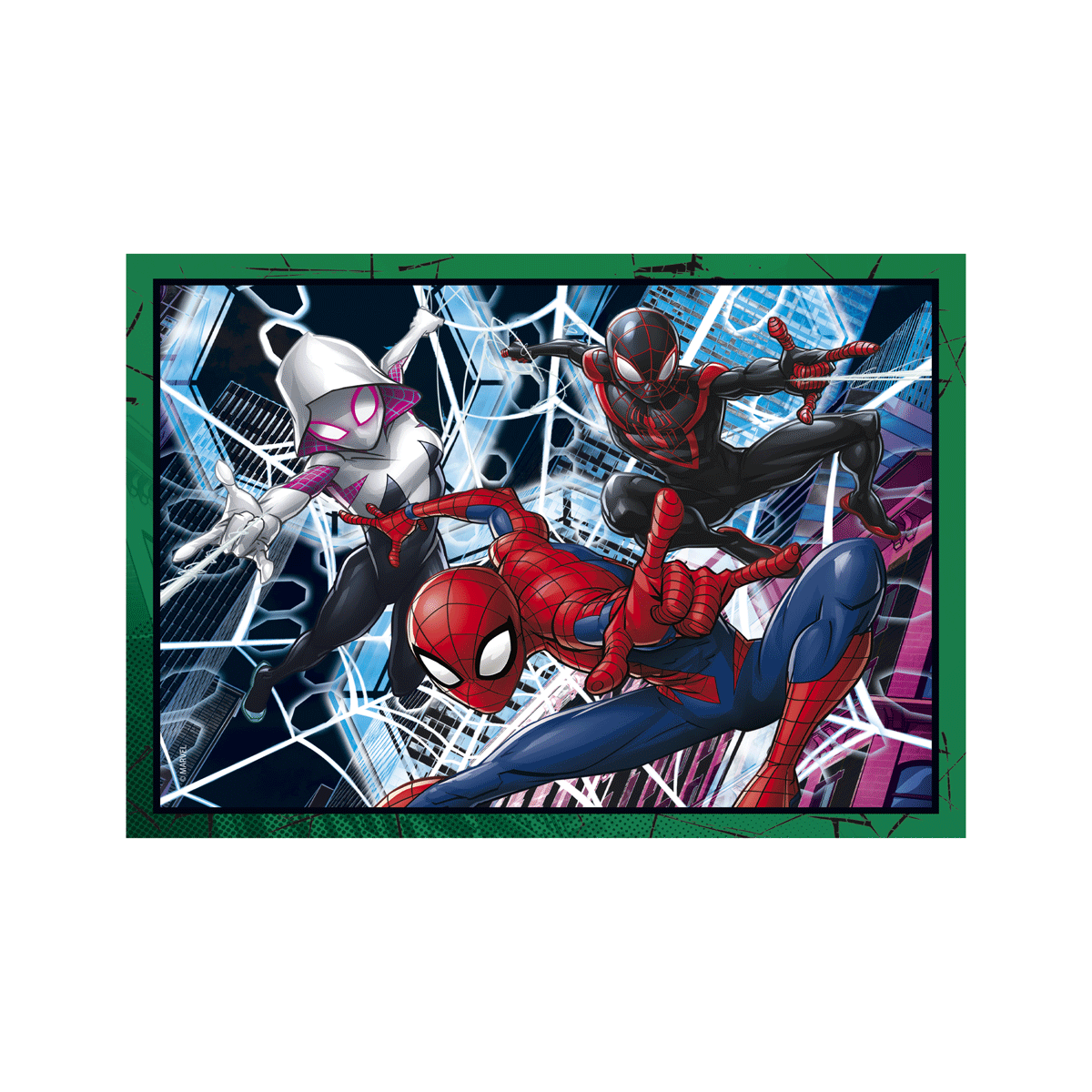 Clementoni supercolor puzzle 4in1 marvel spiderman - 1x12 + 1x16 + 1x20 + 1x24 pezzi, puzzle bambini 3 anni - CLEMENTONI